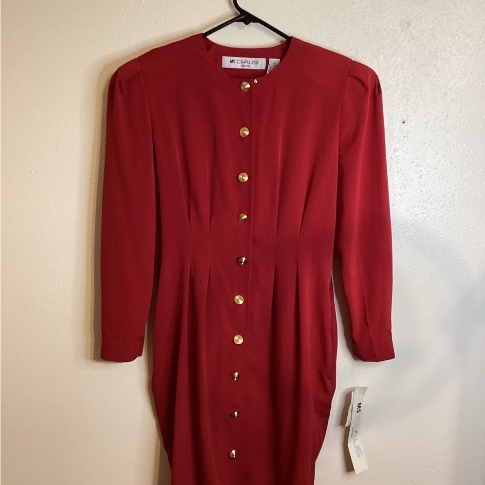 Vintage Ms Chaus Button Down Red Dress NWT Size 12